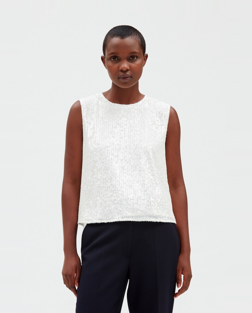 Женский топ без рукавов с пайетками Claudie Pierlot, белый
Женский топ без рукавов с пайетками Claudie Pierlot, белый