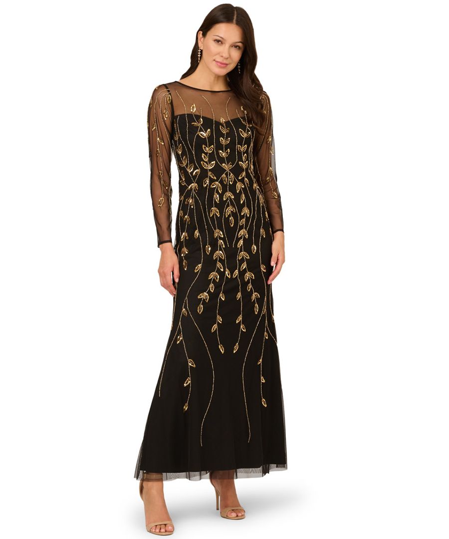 Женское платье с длинными рукавами, расшитое бисером Adrianna Papell, Black/Gold
Женское платье с длинными рукавами, расшитое бисером Adrianna Papell, Black/Gold