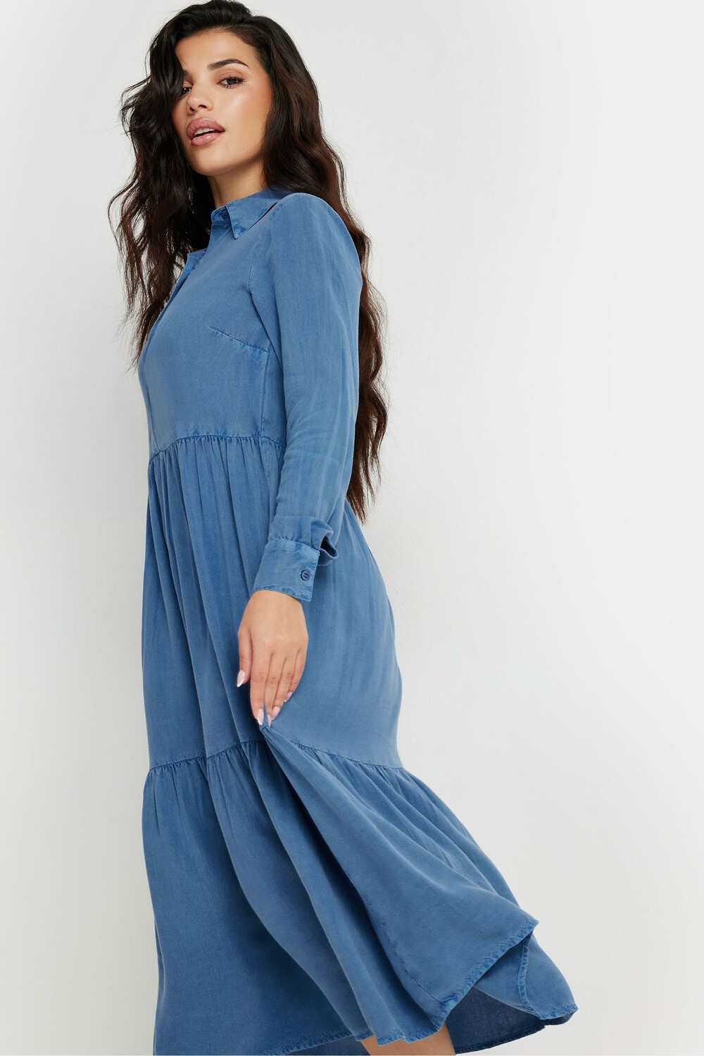 Платье халат с длинными рукавами и пуговицами, с эффектом кислотной стирки Pixiegirl Petite, синий
Платье халат с длинными рукавами и пуговицами, с эффектом кислотной стирки Pixiegirl Petite, синий