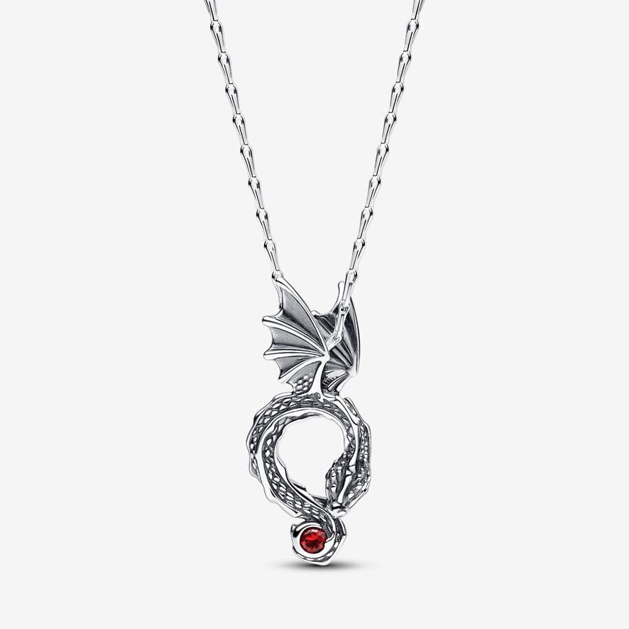 Колье Pandora x Game of Thrones Dragon Pendant, серебро/красный 
Колье Pandora x Game of Thrones Dragon Pendant, серебро/красный