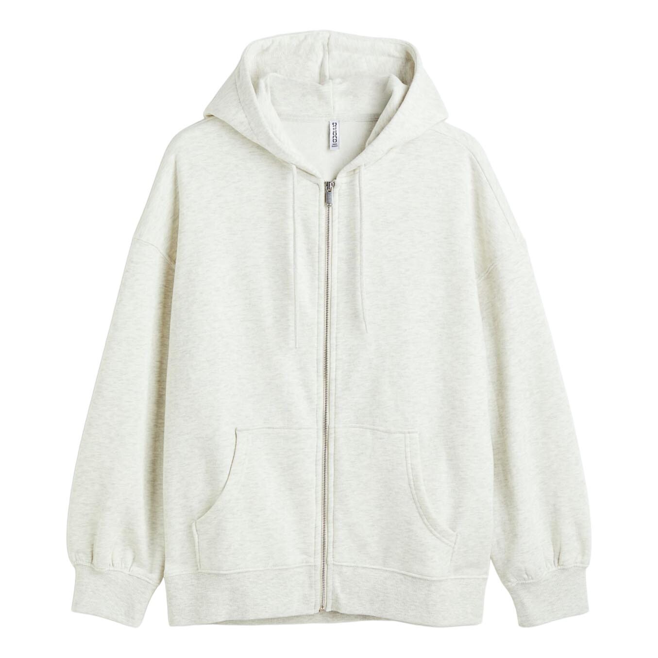 Толстовка H&M Oversized Zip-through, светло-серый 
Толстовка H&M Oversized Zip-through, светло-серый