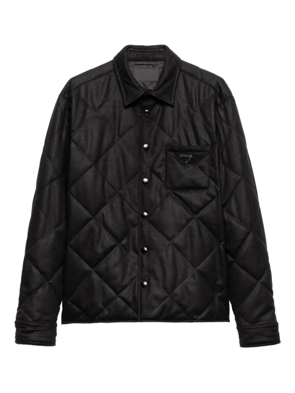 Стеганая кашемировая рубашка Prada, черный 
Стеганая кашемировая рубашка Prada, черный