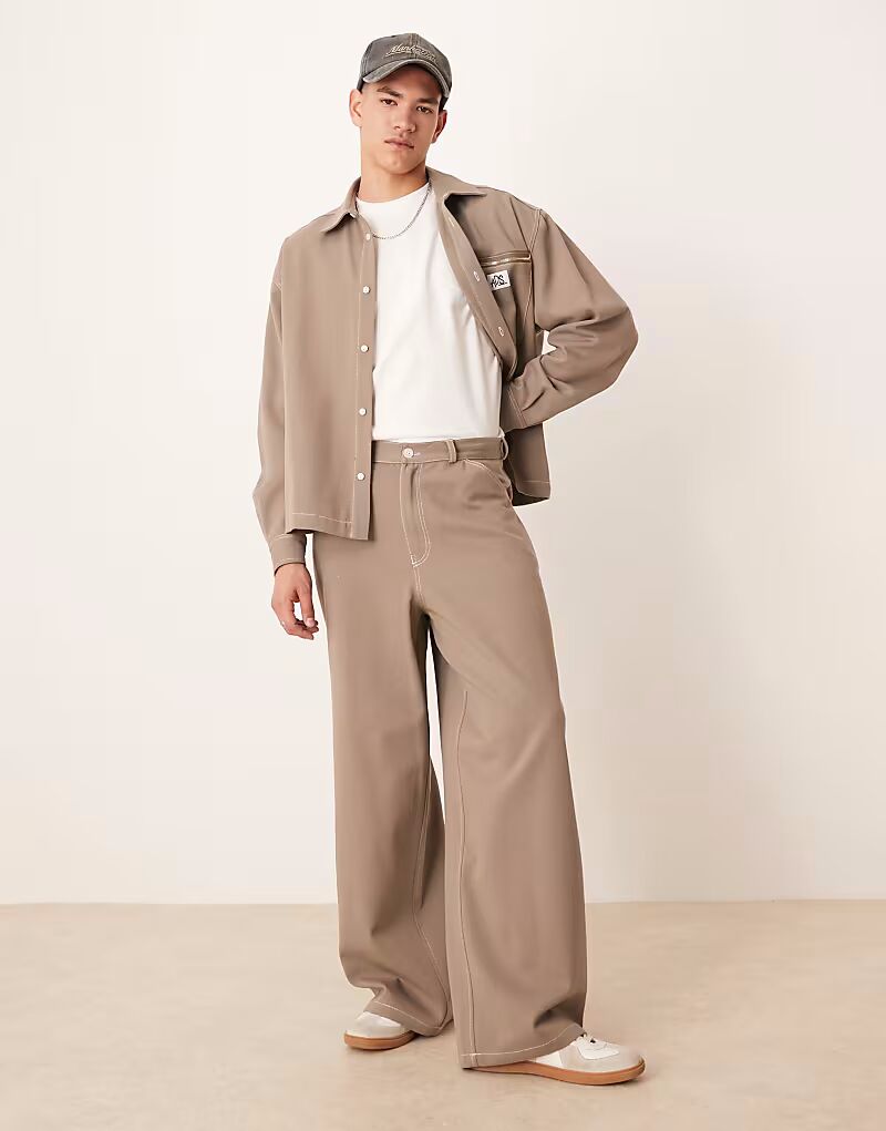 Супер мешковатые брюки из твила цвета хаки Asos Design
Супер мешковатые брюки из твила цвета хаки Asos Design