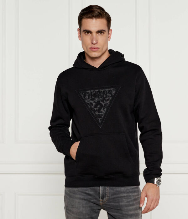 Толстовка мужская Guess Jeans с логотипом и узором, черный 
Толстовка мужская Guess Jeans с логотипом и узором, черный