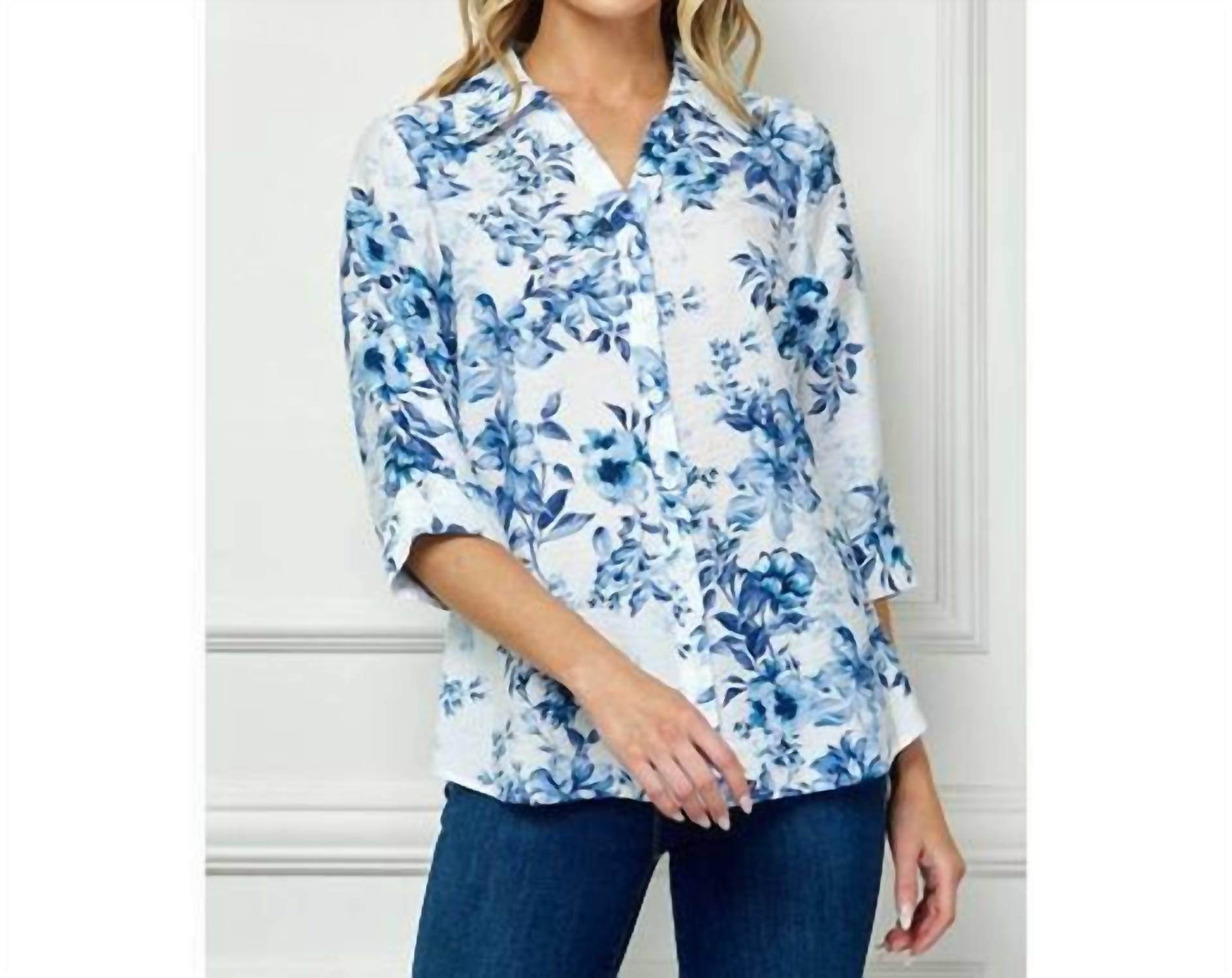 Рубашка Providence с пуговицами в сине-белый цветочный принт Winslow Collection 
Рубашка Providence с пуговицами в сине-белый цветочный принт Winslow Collection