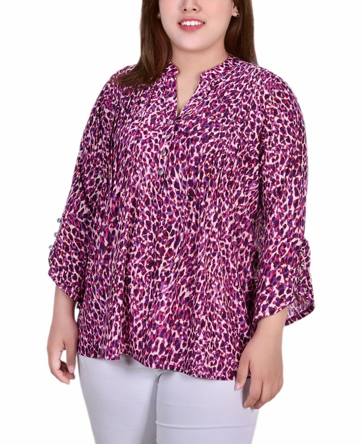 Плюс размер топ с y-образным вырезом и рукавом 3/4 с напуском NY Collection, мульти
Плюс размер топ с y-образным вырезом и рукавом 3/4 с напуском NY Collection, мульти