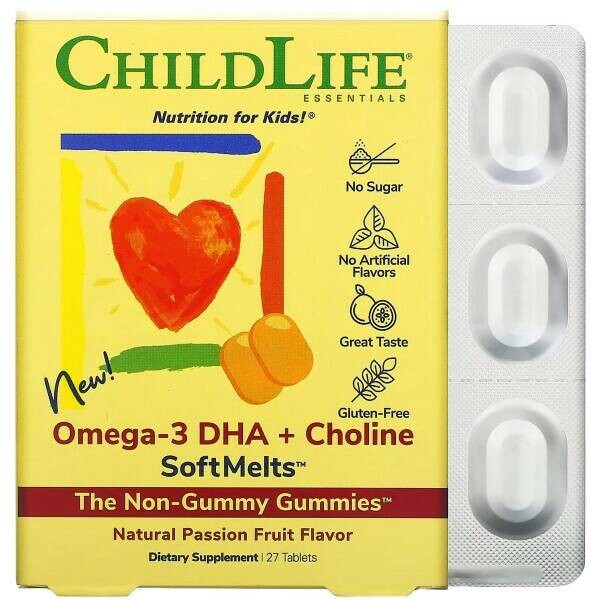 Omega-3 DHA + холин SoftMelts 27 таблеток, ChildLife
Omega-3 DHA + холин SoftMelts 27 таблеток, ChildLife