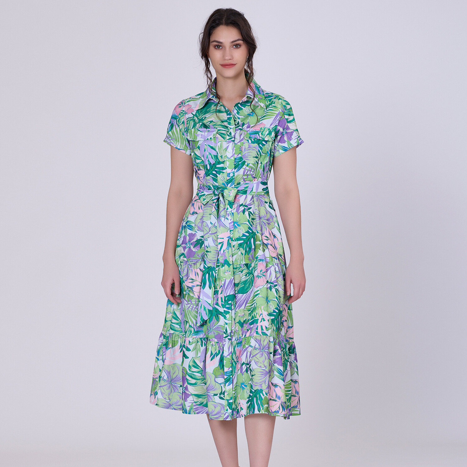 Платье-Рубашка миди с тропическим принтом S&J Weekends, мультиколор
Платье-Рубашка миди с тропическим принтом S&J Weekends, мультиколор