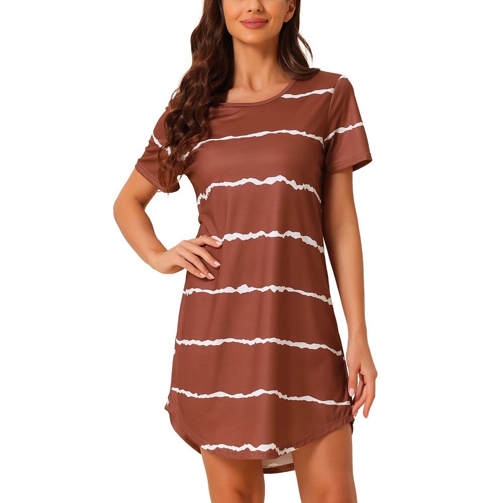 Женская ночная рубашка с круглым вырезом, полосатая ночная рубашка с коротким рукавом, ночная рубашка Cheibear, цвет Burgundy
Женская ночная рубашка с круглым вырезом, полосатая ночная рубашка с коротким рукавом, ночная рубашка Cheibear, цвет Burgundy