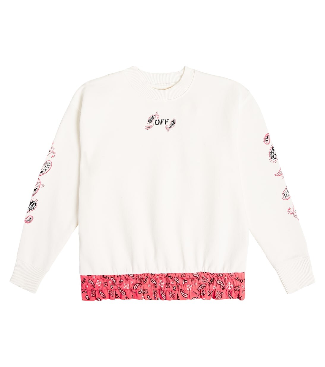 Толстовка из хлопкового джерси с принтом пейсли Off-White Kids, белый 
Толстовка из хлопкового джерси с принтом пейсли Off-White Kids, белый