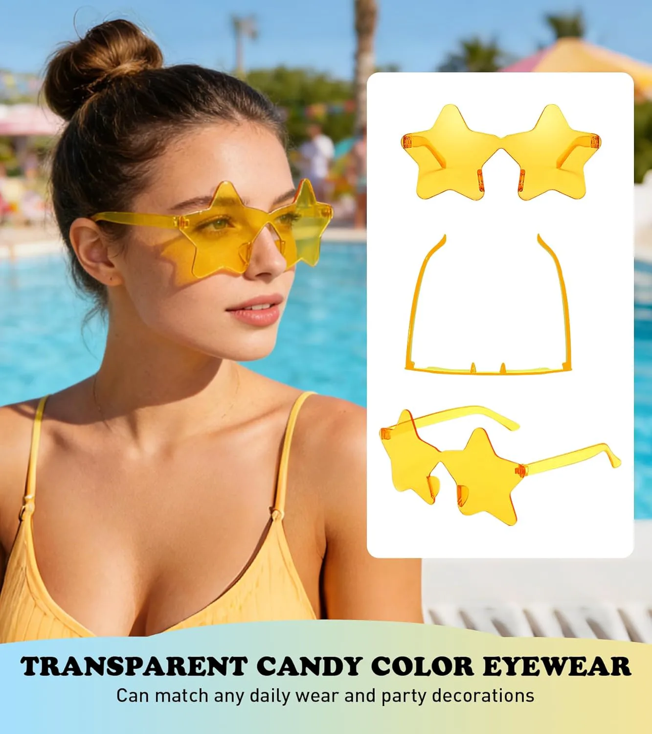 SUNOVELTIES Набор из 80 солнцезащитных очков без оправы в форме звезды/сердца, цветные, прозрачные, забавные очки для вечеринок, для подростков и взрослых, Star
SUNOVELTIES Набор из 80 солнцезащитных очков без оправы в форме звезды/сердца, цветные, прозрачные, забавные очки для вечеринок, для подростков и взрослых, Star