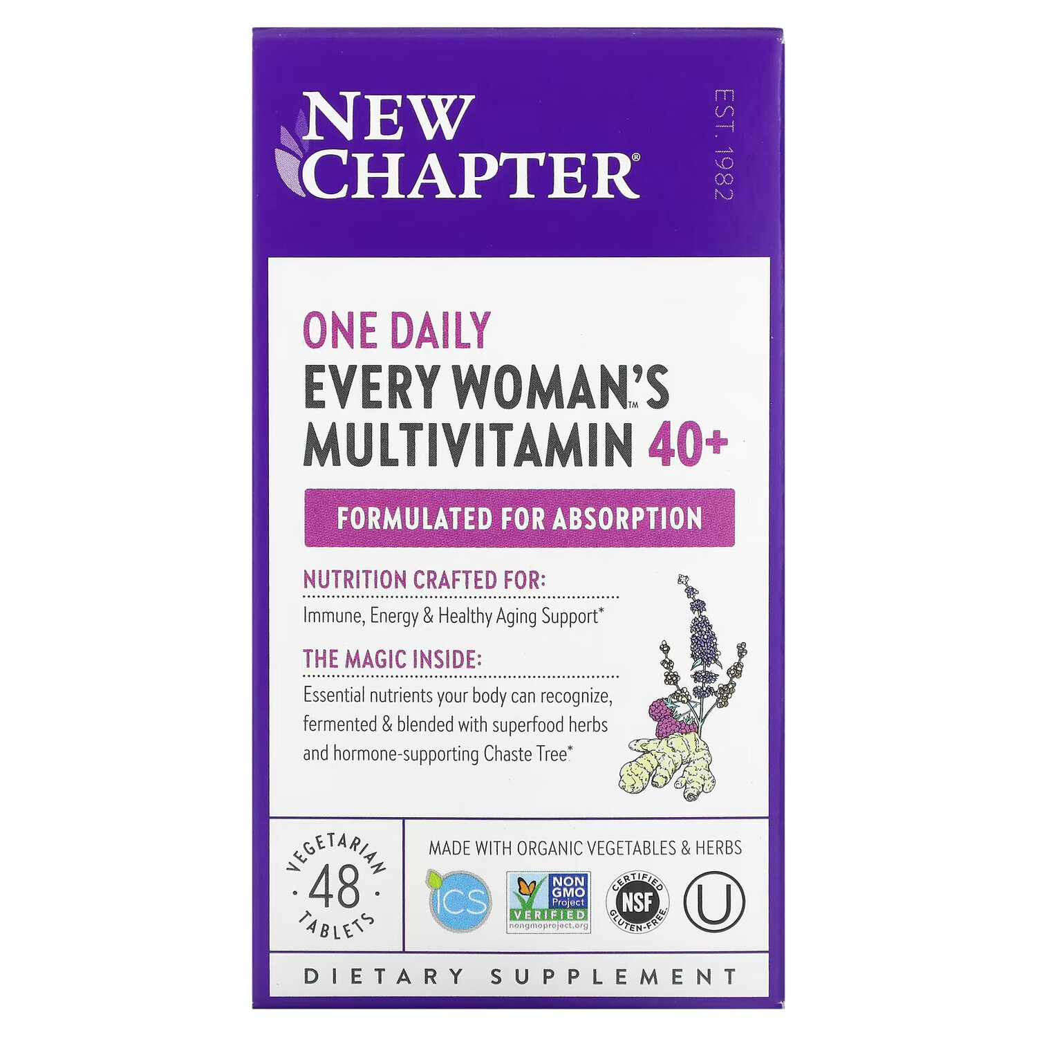 New Chapter, Мультивитамины Every Woman для женщин старше 40 лет, один прием в день, 48 вегетарианских таблеток
New Chapter, Мультивитамины Every Woman для женщин старше 40 лет, один прием в день, 48 вегетарианских таблеток