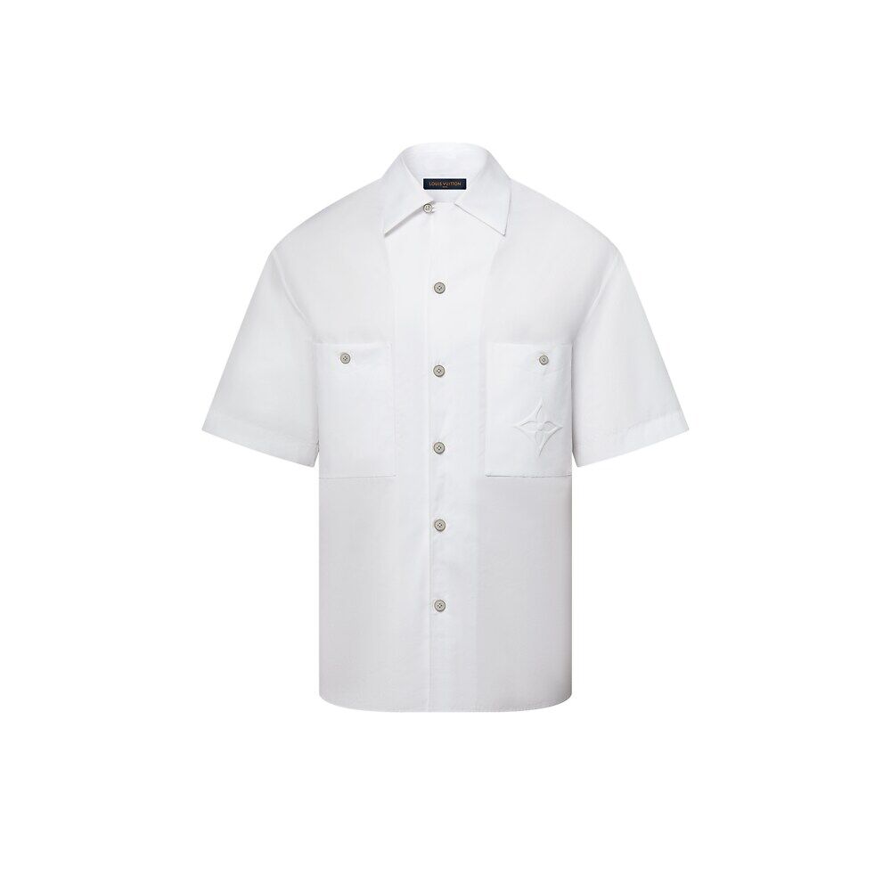 Фирменная хлопковая рубашка с короткими рукавами Louis Vuitton, белый 
Фирменная хлопковая рубашка с короткими рукавами Louis Vuitton, белый