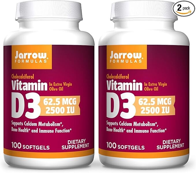 Jarrow Formulas Витамин D3 2500 МЕ — 100 мягких таблеток, упаковка из 2 штук, всего 200 порций
Jarrow Formulas Витамин D3 2500 МЕ — 100 мягких таблеток, упаковка из 2 штук, всего 200 порций