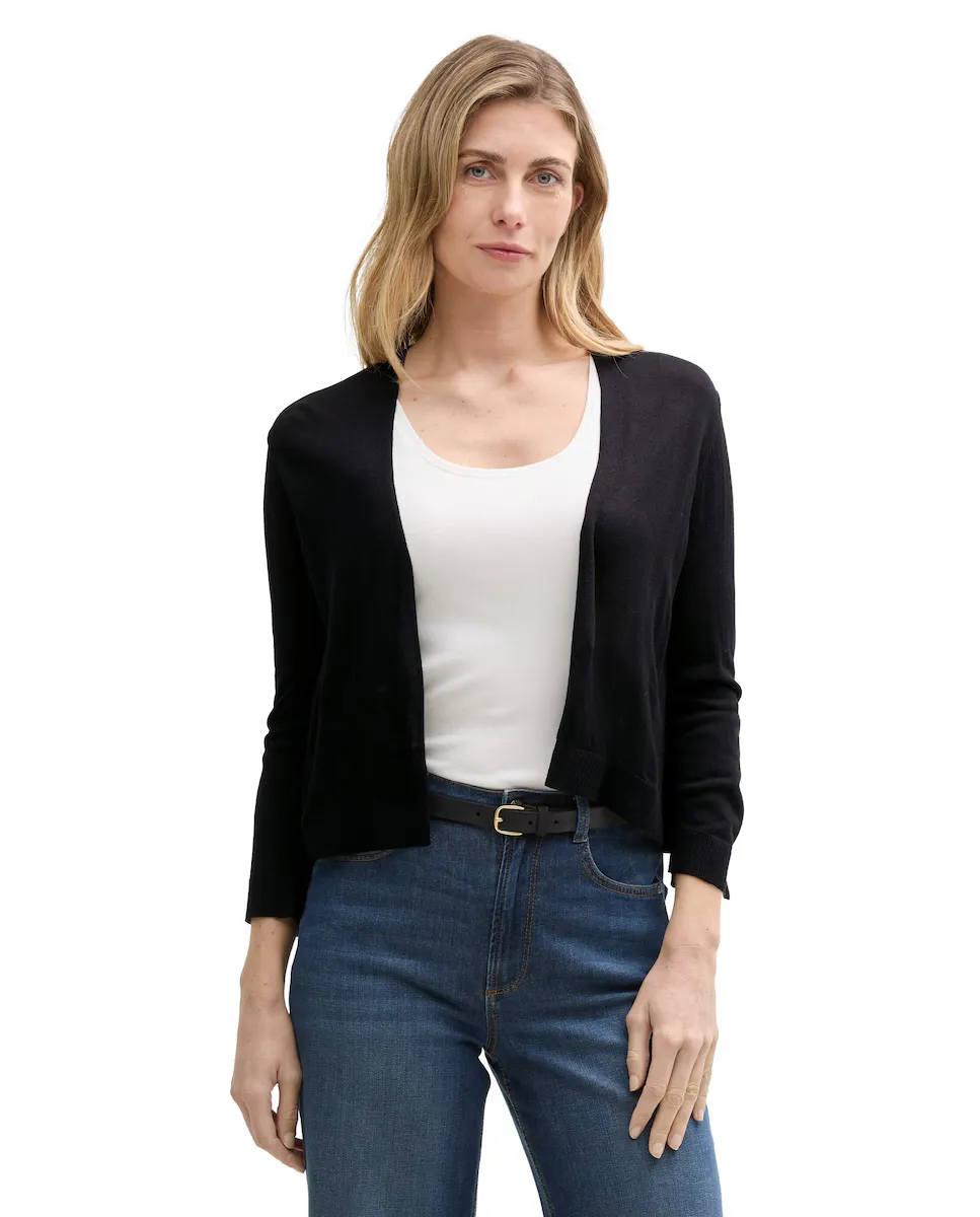 Женский открытый кардиган с длинными рукавами Tom Tailor, черный 
Женский открытый кардиган с длинными рукавами Tom Tailor, черный