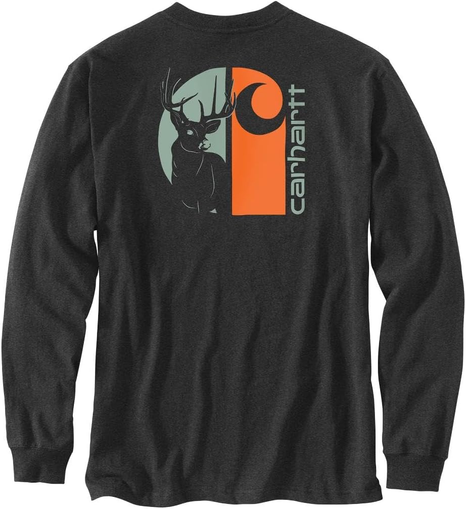 Мужская свободная футболка Carhartt с длинным рукавом и принтом оленя на кармане, Carbon Heather
Мужская свободная футболка Carhartt с длинным рукавом и принтом оленя на кармане, Carbon Heather