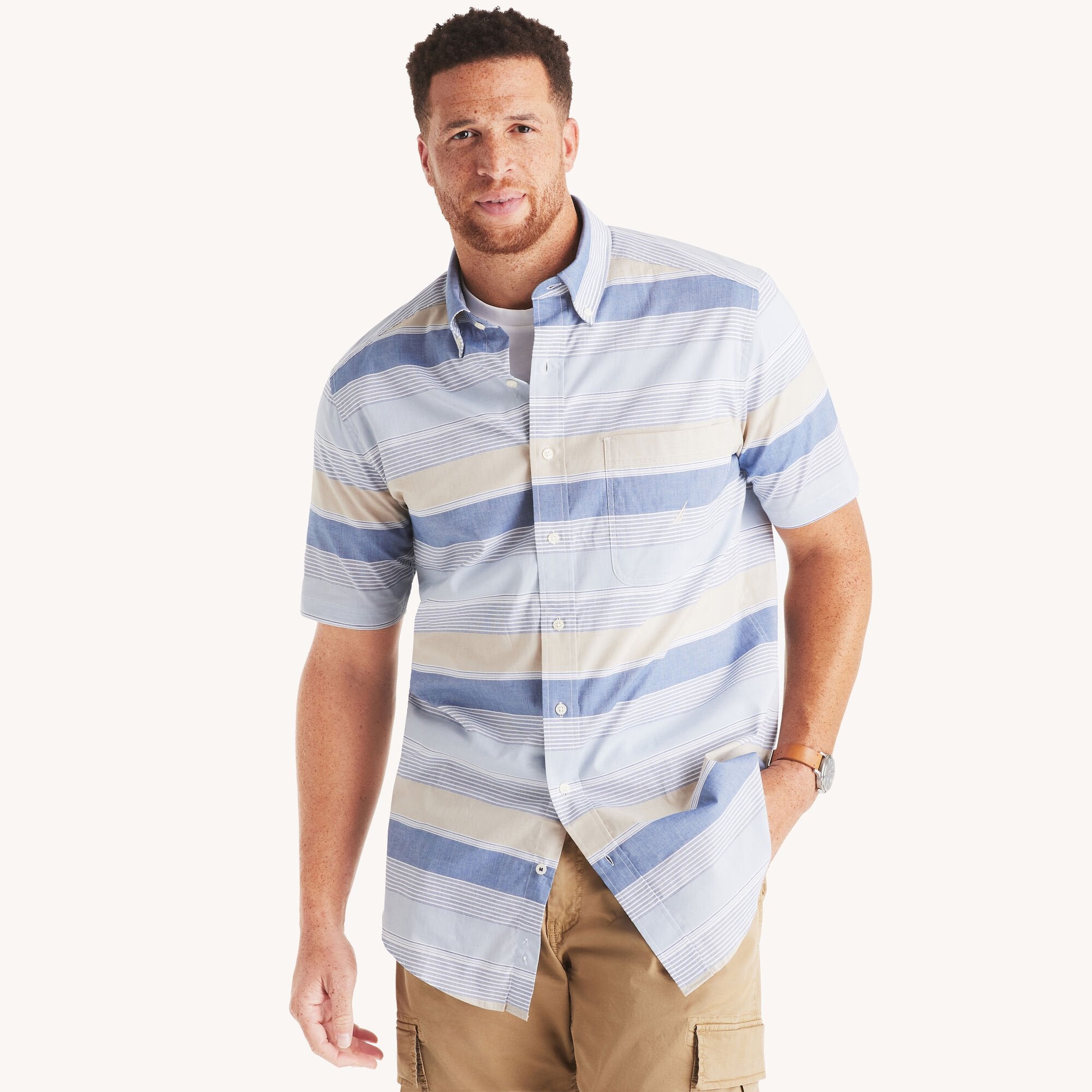 Nautica Mens Big & Tall Полосатая рубашка с коротким рукавом, цвет twill chino
Nautica Mens Big & Tall Полосатая рубашка с коротким рукавом, цвет twill chino