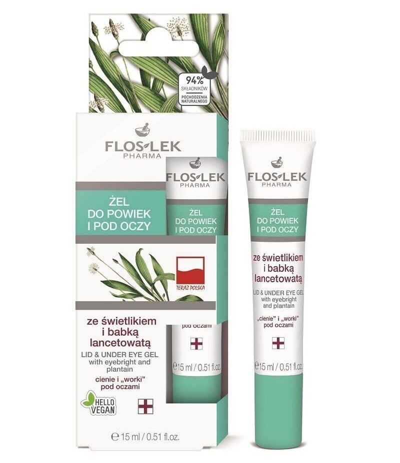 Floslek, Уход за глазами, гель для век и под глазами с очанкой и подорожником, 15 мл Flos-Lek
Floslek, Уход за глазами, гель для век и под глазами с очанкой и подорожником, 15 мл Flos-Lek