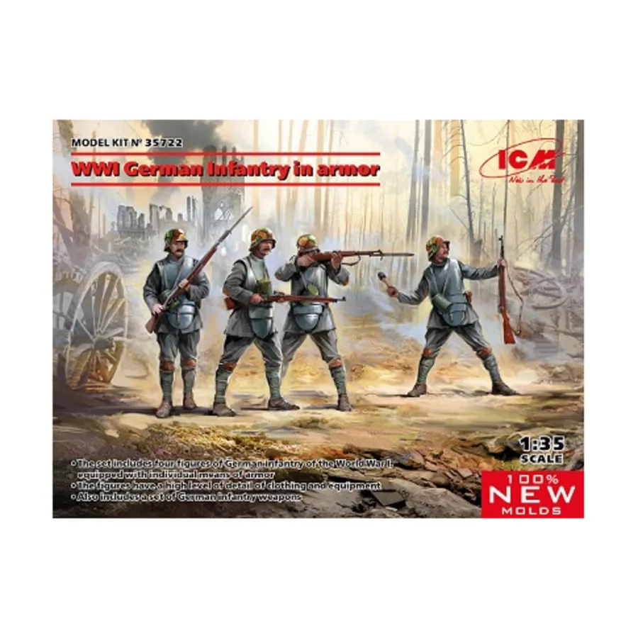 Немецкая пехота Первой мировой войны в броне, Military Models 1/35 Scale (ICM)
Немецкая пехота Первой мировой войны в броне, Military Models 1/35 Scale (ICM)
