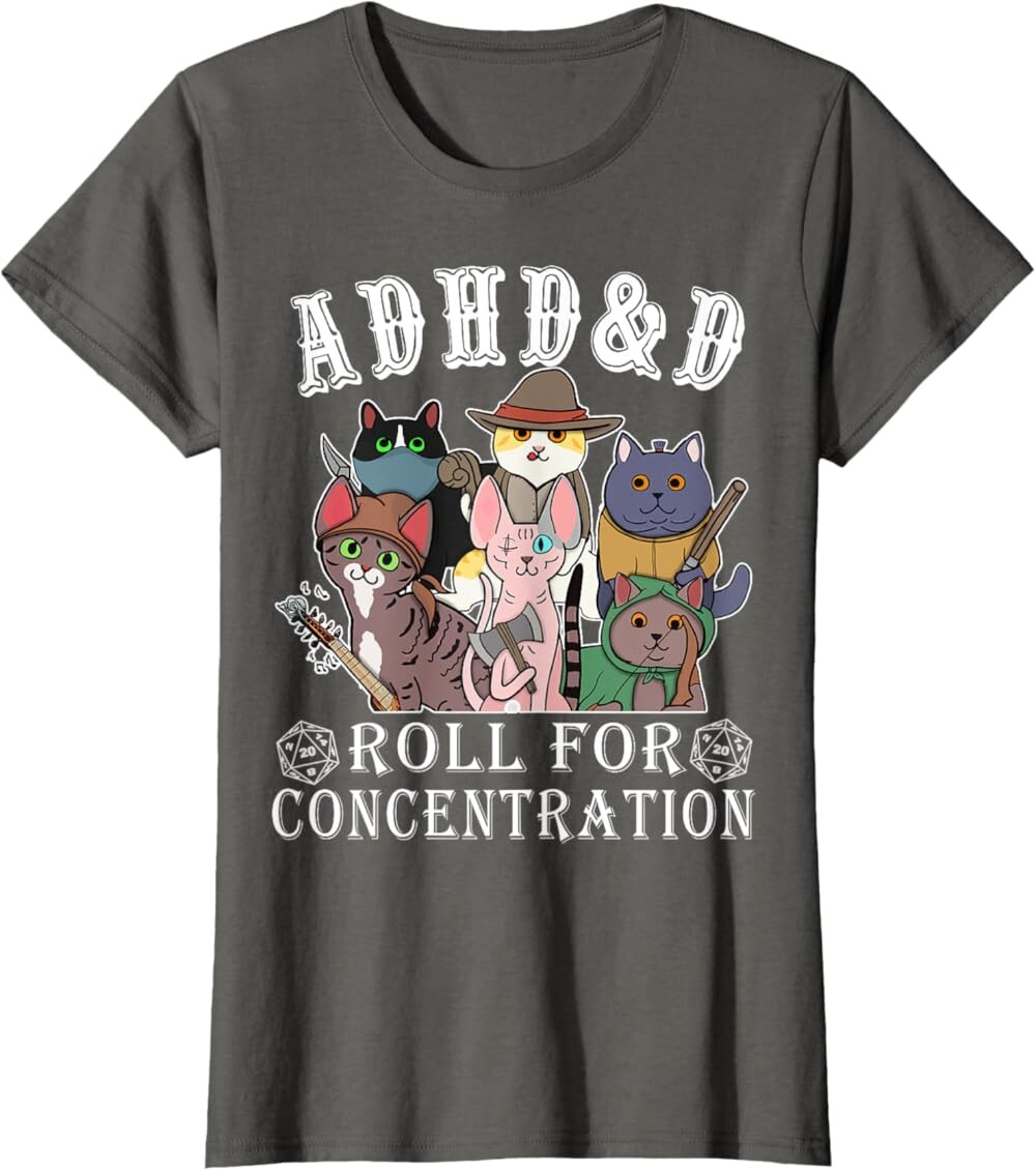 Женская футболка Funny Tees Gamer RPG Apparel Cats RPG Gamer Roll For Concentration D20 Dice Nerdy, темно-серый
Женская футболка Funny Tees Gamer RPG Apparel Cats RPG Gamer Roll For Concentration D20 Dice Nerdy, темно-серый