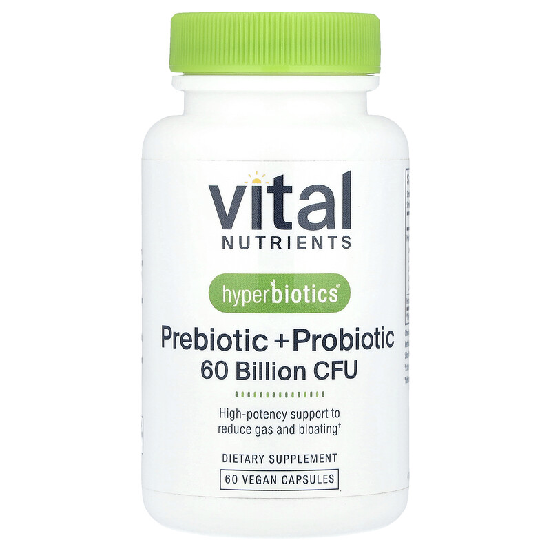 Vital Nutrients, Hyperbiotics, пребиотики и пробиотики, 60 веганских капсул
Vital Nutrients, Hyperbiotics, пребиотики и пробиотики, 60 веганских капсул