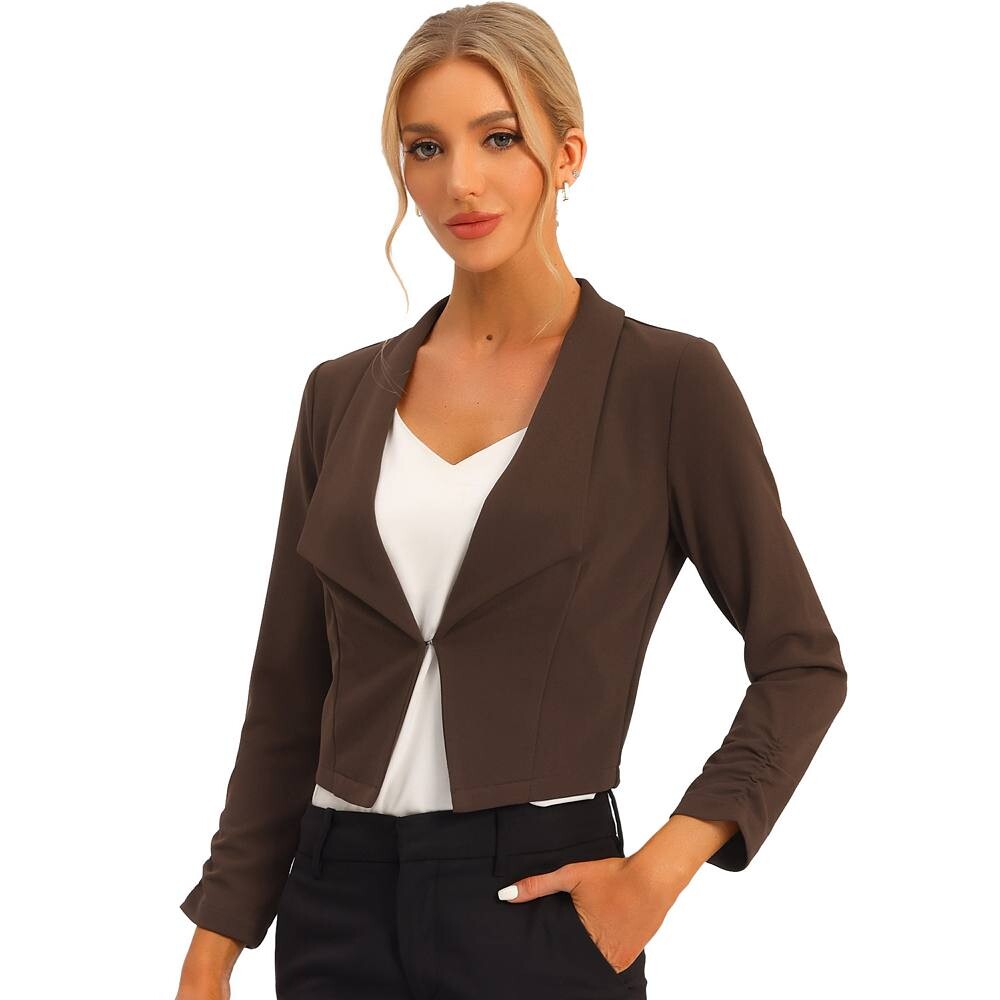 Женский укороченный пиджак с длинными рукавами и зубчатыми лацканами ALLEGRA K, цвет Dark Brown
Женский укороченный пиджак с длинными рукавами и зубчатыми лацканами ALLEGRA K, цвет Dark Brown