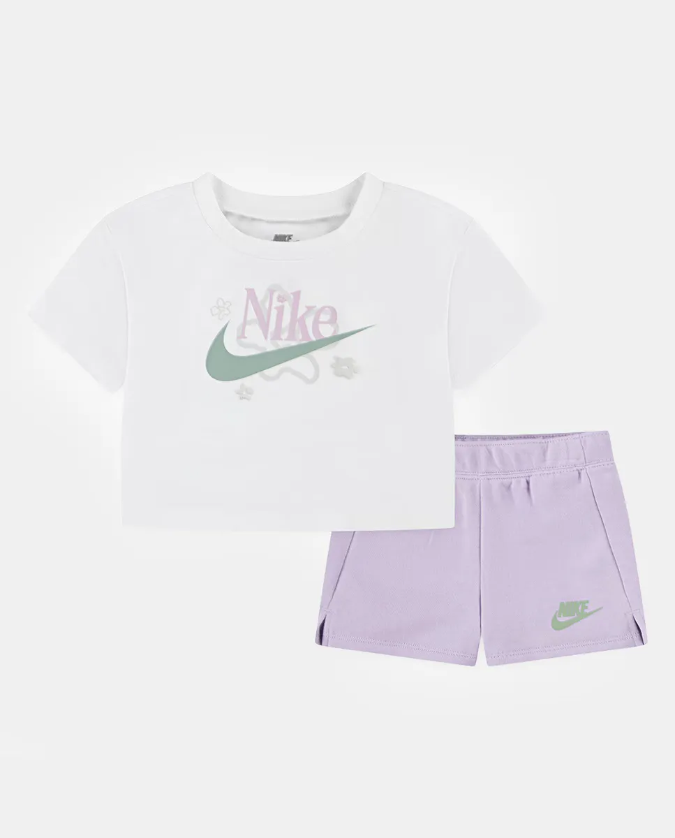 Комплект для девочек Nike: футболка с короткими рукавами и принтом спереди и шорты, розовый
Комплект для девочек Nike: футболка с короткими рукавами и принтом спереди и шорты, розовый