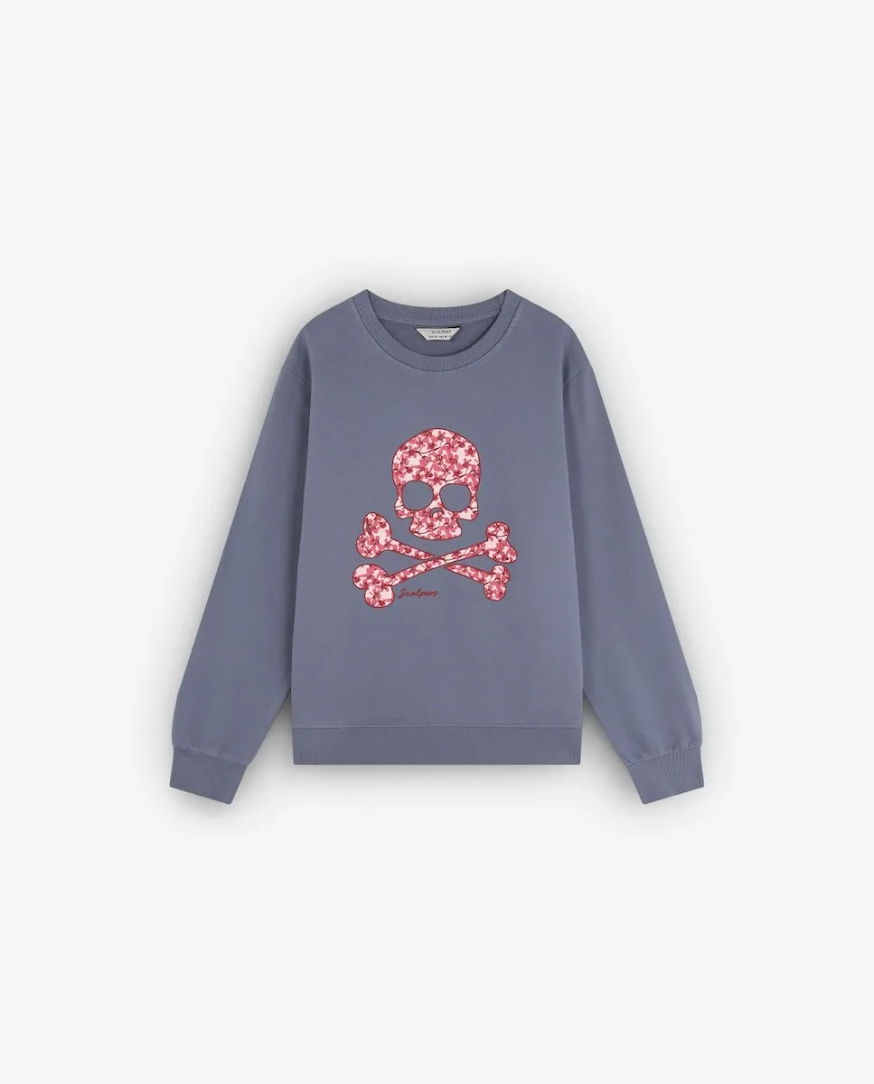 хлопковый свитшот без капюшона с принтом спереди Scalpers, синий
хлопковый свитшот без капюшона с принтом спереди Scalpers, синий