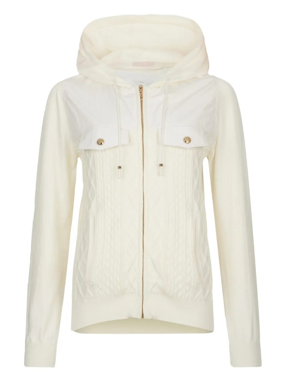 Толстовка с капюшоном на молнии с косовой вязкой LIU JO, белый
Толстовка с капюшоном на молнии с косовой вязкой LIU JO, белый