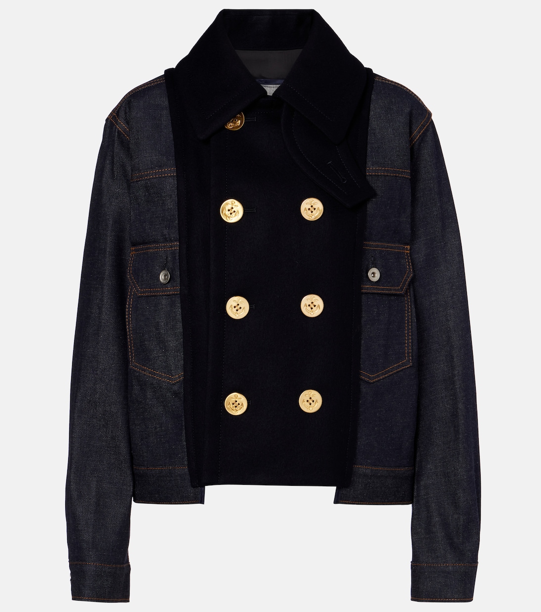 Джинсовая куртка со вставками Sacai, Indigo X Navy
Джинсовая куртка со вставками Sacai, Indigo X Navy