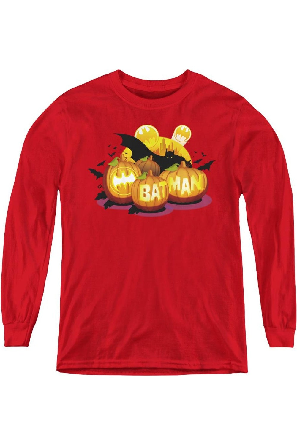 Футболка с длинным рукавом для детей "Бэтмен и светильники" Gildan, красный
Футболка с длинным рукавом для детей "Бэтмен и светильники" Gildan, красный