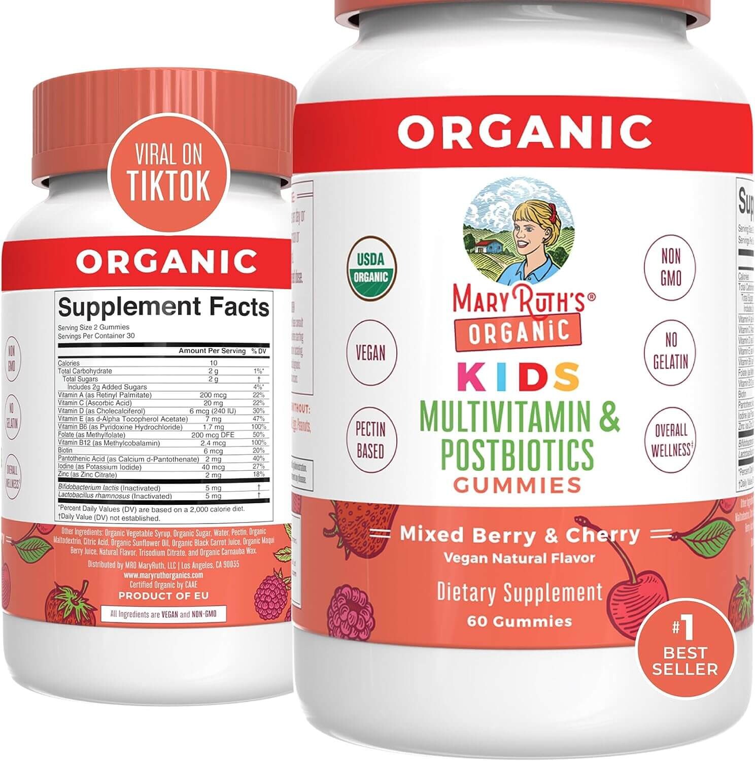 Витаминные жевательные конфеты + постбиотики MaryRuth Organics Multivitamin + Postbiotic Gummies, 60 таблеток
Витаминные жевательные конфеты + постбиотики MaryRuth Organics Multivitamin + Postbiotic Gummies, 60 таблеток