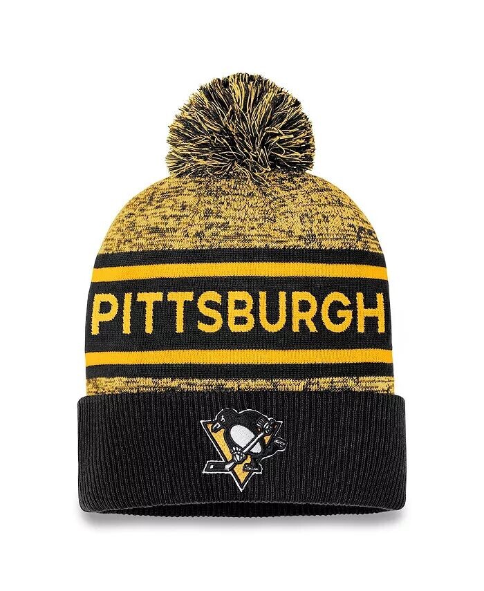 Мужская черно-золотая вязаная шапка Pittsburgh Penguins Authentic Pro с манжетами и помпоном Fanatics, черный
Мужская черно-золотая вязаная шапка Pittsburgh Penguins Authentic Pro с манжетами и помпоном Fanatics, черный