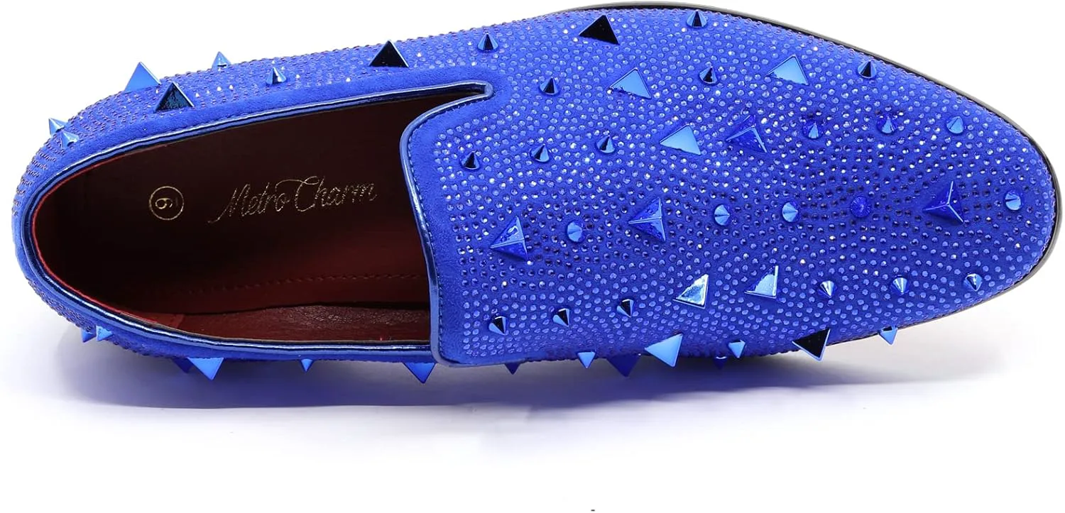 Мужские винтажные туфли-лоферы с шипами и стразами, дизайнерские классические вечерние смокинги, модель SM-24 Metrocharm, синий
Мужские винтажные туфли-лоферы с шипами и стразами, дизайнерские классические вечерние смокинги, модель SM-24 Metrocharm, синий