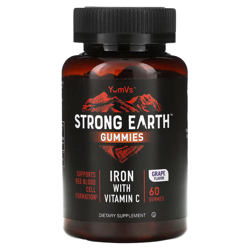 YumVs, Strong Earth, железо с витамином C, виноград, 60 жевательных таблеток
YumVs, Strong Earth, железо с витамином C, виноград, 60 жевательных таблеток