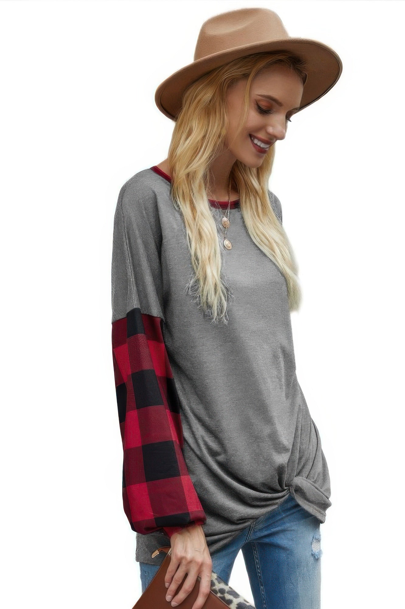 Круглый вырез рукав-фонарик пэчворк пуловер TRUEDAMES, светло-серый
Круглый вырез рукав-фонарик пэчворк пуловер TRUEDAMES, светло-серый