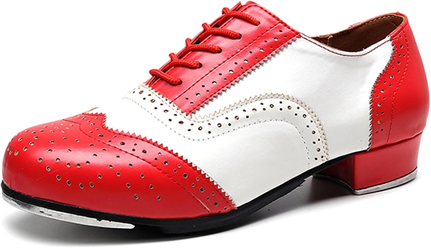 Мужские тап-туфли из кожи с низким каблуком, броги, на шнуровке, удобные для танцев Hiuzylqx, белый/красный
Мужские тап-туфли из кожи с низким каблуком, броги, на шнуровке, удобные для танцев Hiuzylqx, белый/красный