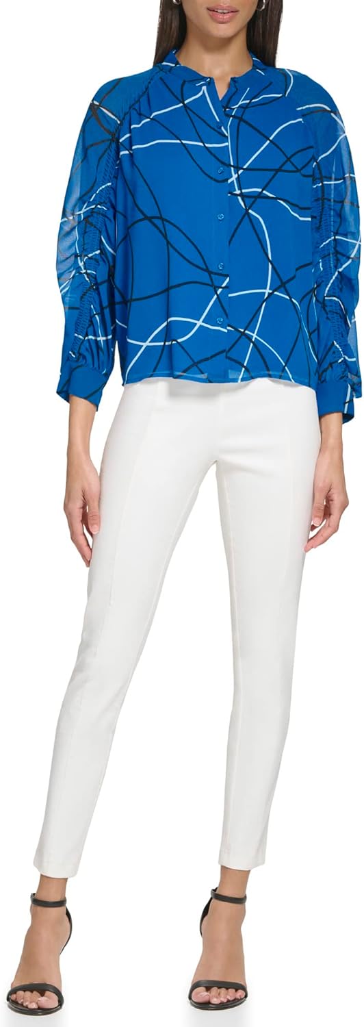 Женская блузка Calvin Klein с длинным рукавом и застежкой на пуговицы спереди, Harbor/Bk/Sf Wht
Женская блузка Calvin Klein с длинным рукавом и застежкой на пуговицы спереди, Harbor/Bk/Sf Wht