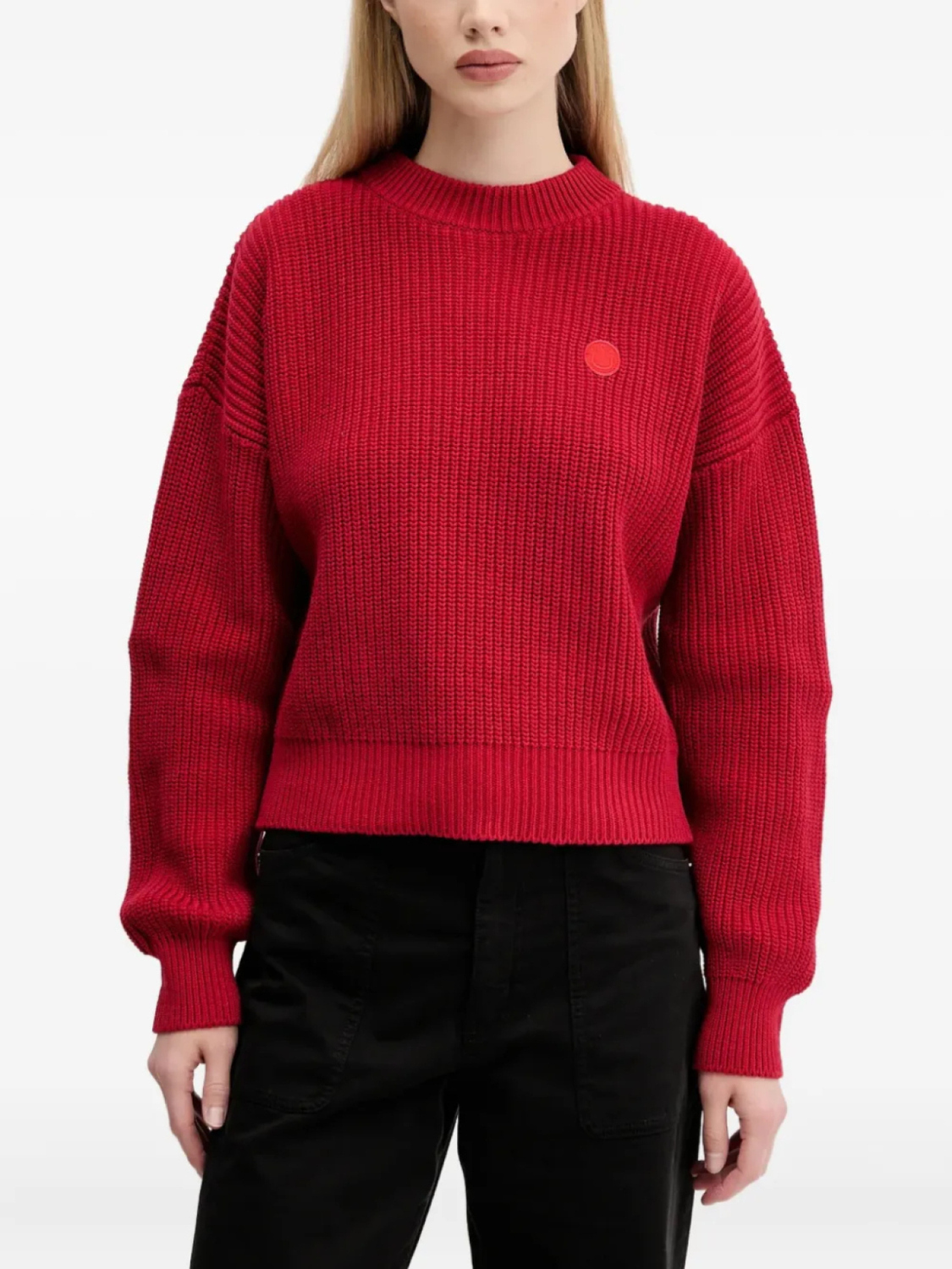 Джемпер с нашивкой-логотипом HUGO в рубчик, красный
Джемпер с нашивкой-логотипом HUGO в рубчик, красный