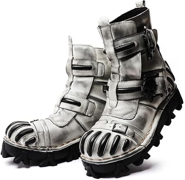 Винтажные кожаные ботинки HFUHLK с черепом, средние по высоте, модные наружные военные ботинки на шнуровке для хайкинга, серый
Винтажные кожаные ботинки HFUHLK с черепом, средние по высоте, модные наружные военные ботинки на шнуровке для хайкинга, серый