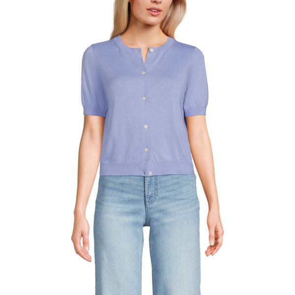 Женский короткий кардиган с короткими рукавами Lands' End, цвет light periwinkle 
Женский короткий кардиган с короткими рукавами Lands' End, цвет light periwinkle