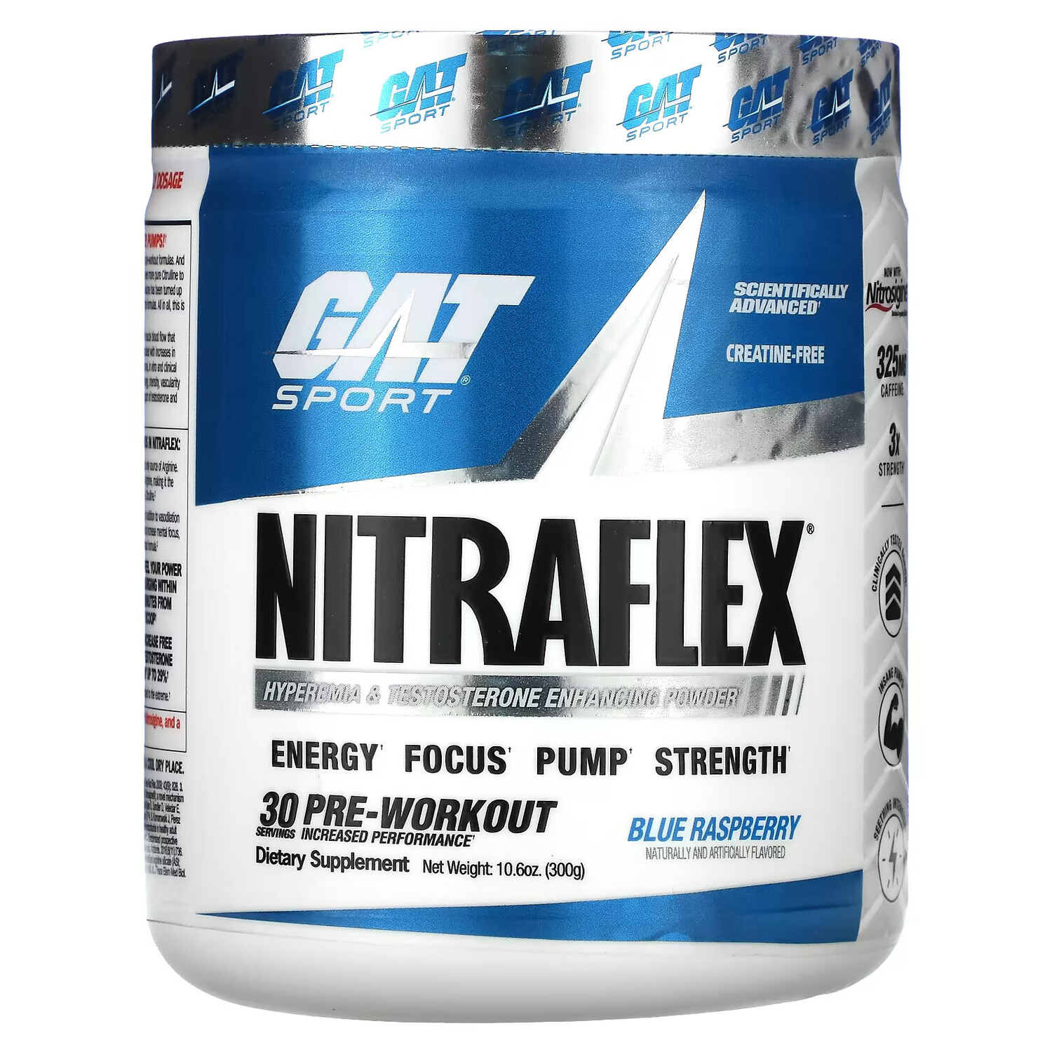 GAT, Sport, NITRAFLEX, голубая малина, 300 г (10,6 унции) 
GAT, Sport, NITRAFLEX, голубая малина, 300 г (10,6 унции)
