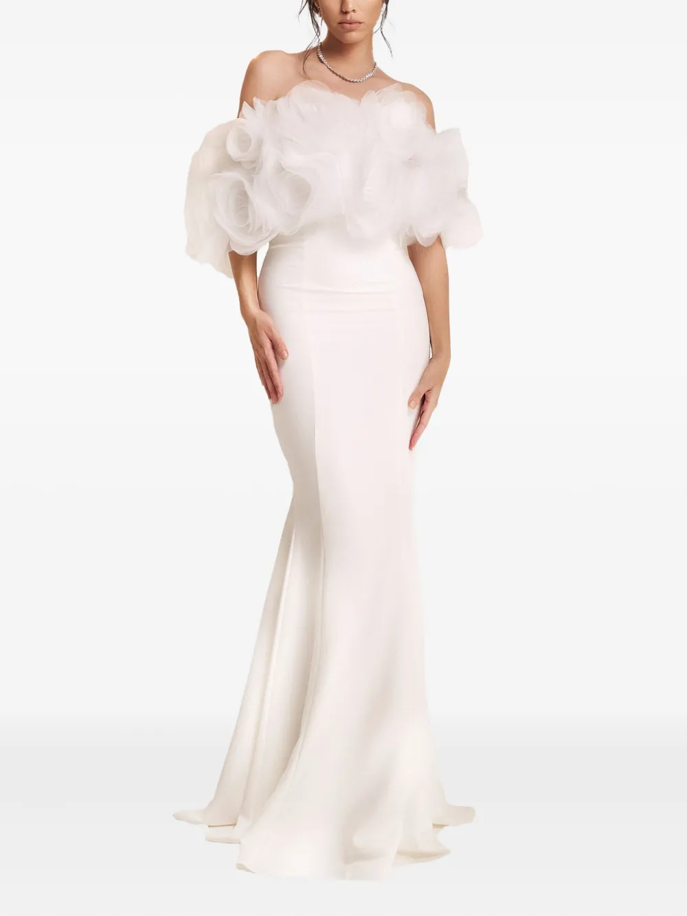 Платье с открытыми плечами и оборками Ana Radu, белый
Платье с открытыми плечами и оборками Ana Radu, белый