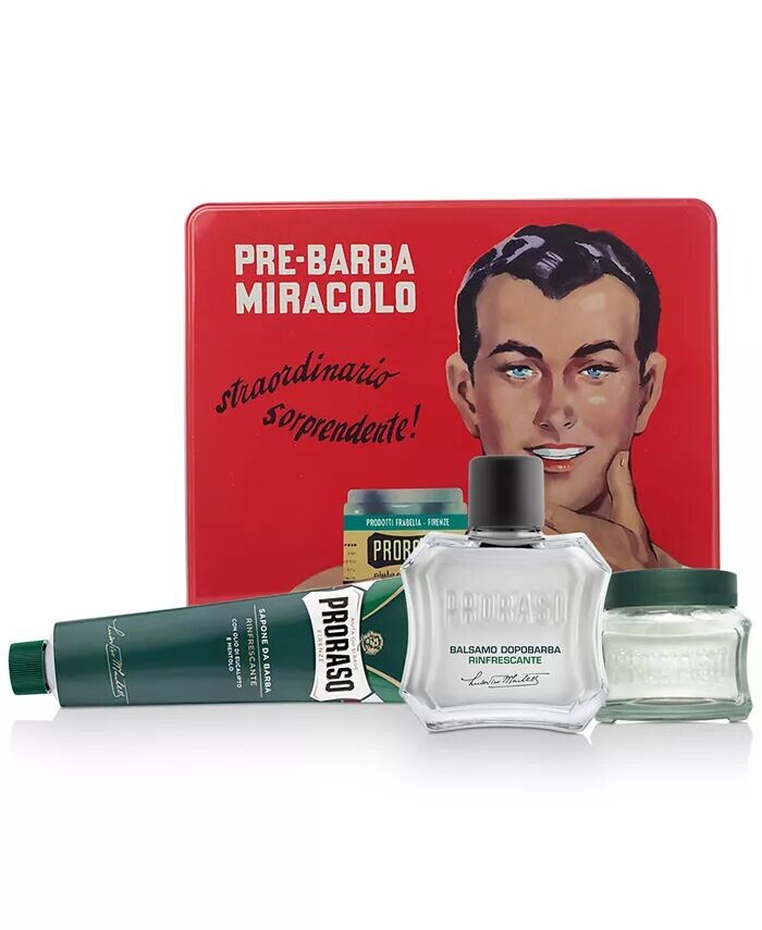 4 шт. Подарочный набор в жестяной банке Vintage Gino — освежающая формула Proraso
4 шт. Подарочный набор в жестяной банке Vintage Gino — освежающая формула Proraso