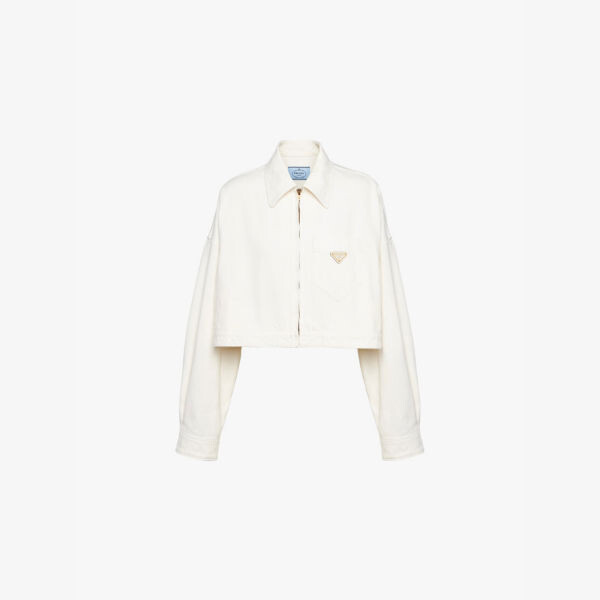 Укороченная джинсовая куртка Brand-Plaque Prada, белый
Укороченная джинсовая куртка Brand-Plaque Prada, белый