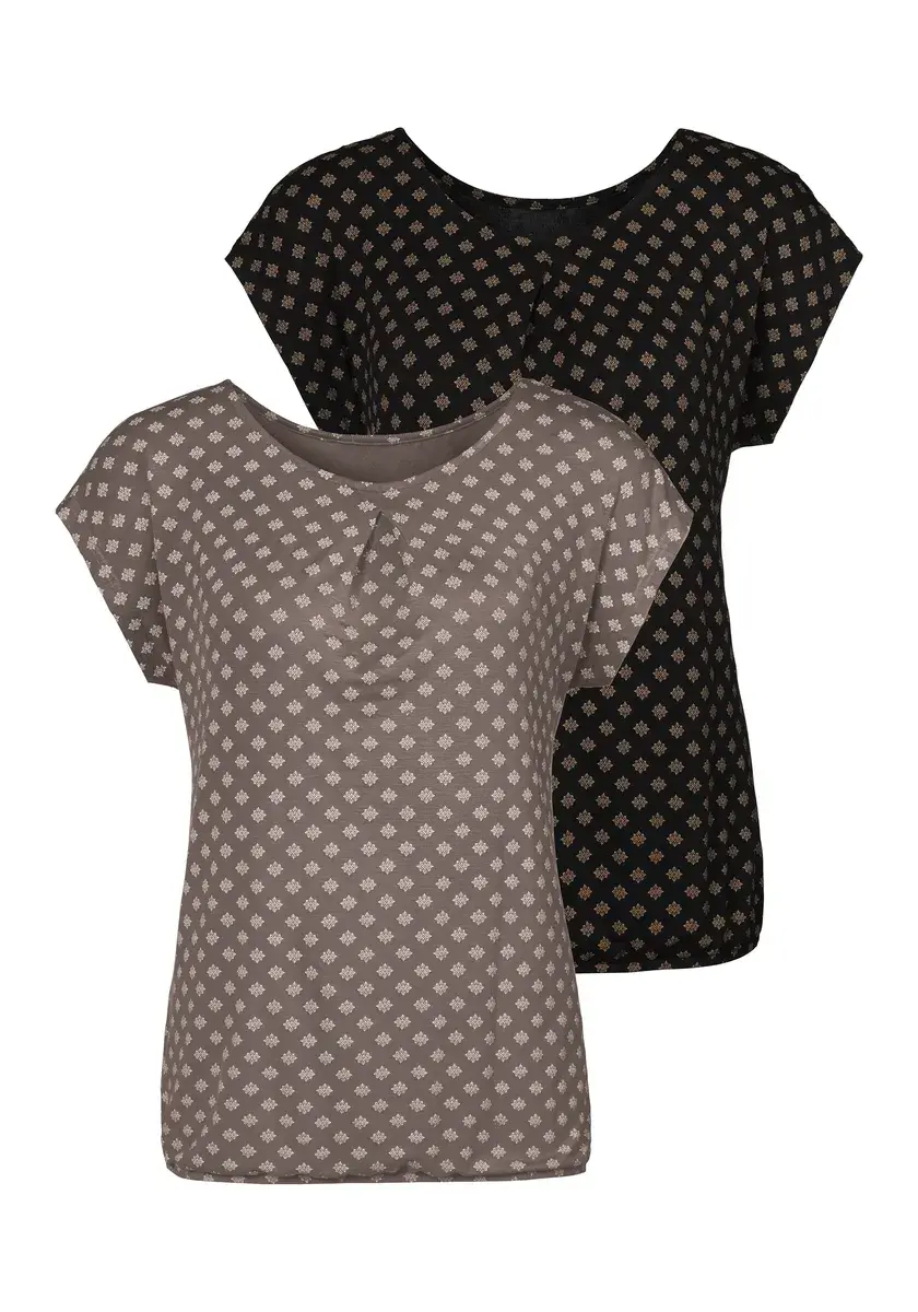 Футболка LASCANA со складками на горловине, черный
Футболка LASCANA со складками на горловине, черный