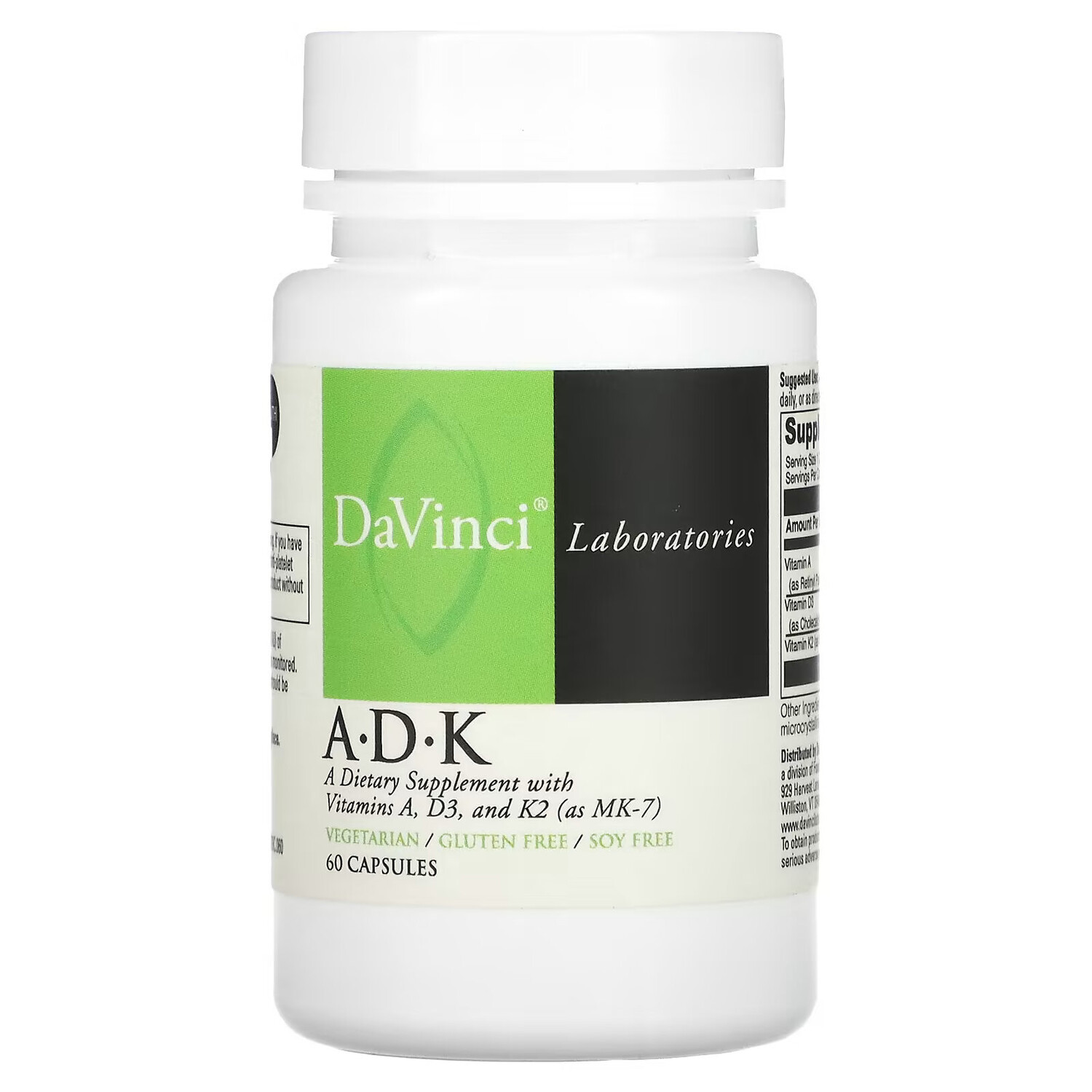 DaVinci Laboratories of Vermont, A-D-K, 60 капсул
DaVinci Laboratories of Vermont, A-D-K, 60 капсул