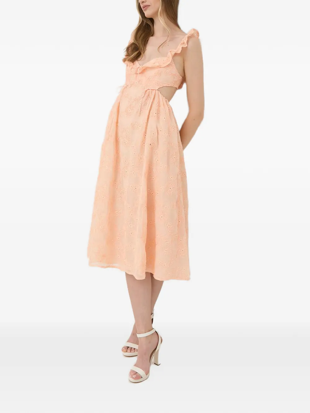 Платье миди с оборками и вырезами For Love And Lemons, оранжевый
Платье миди с оборками и вырезами For Love And Lemons, оранжевый