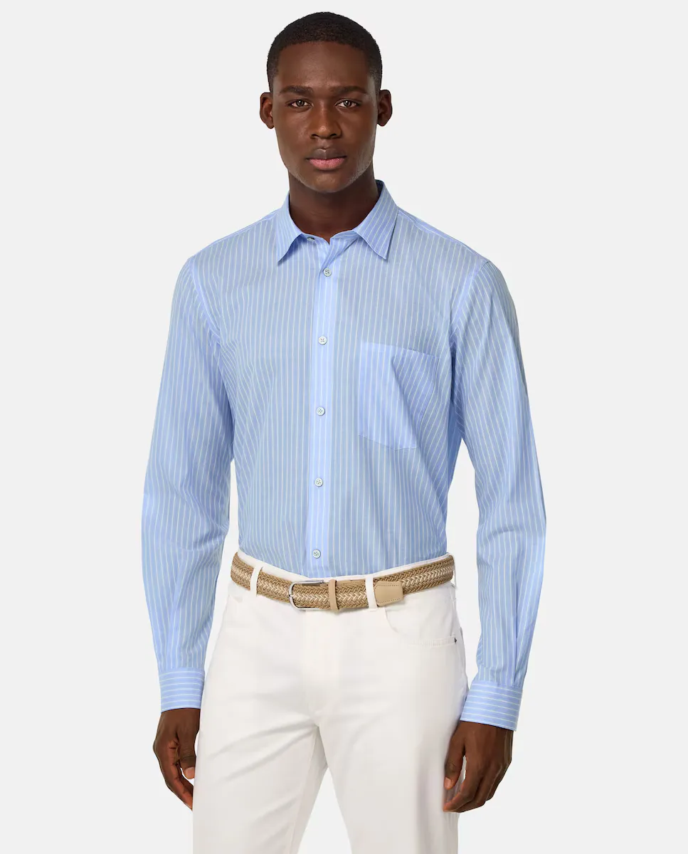 Обычная мужская полосатая рубашка из хлопкового поплина Boggi Milano, светло-голубой
Обычная мужская полосатая рубашка из хлопкового поплина Boggi Milano, светло-голубой