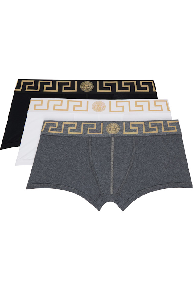Три пары боксеров с разноцветным греческим орнаментом Versace, мультиколор
Три пары боксеров с разноцветным греческим орнаментом Versace, мультиколор